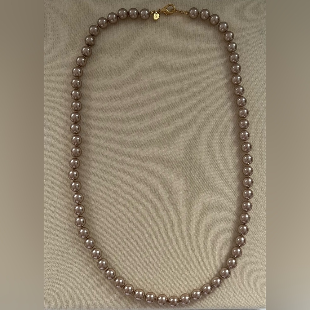 Joan Rivers Light Brown Faux Pearl Necklace With Gold Tone Clasp 28”